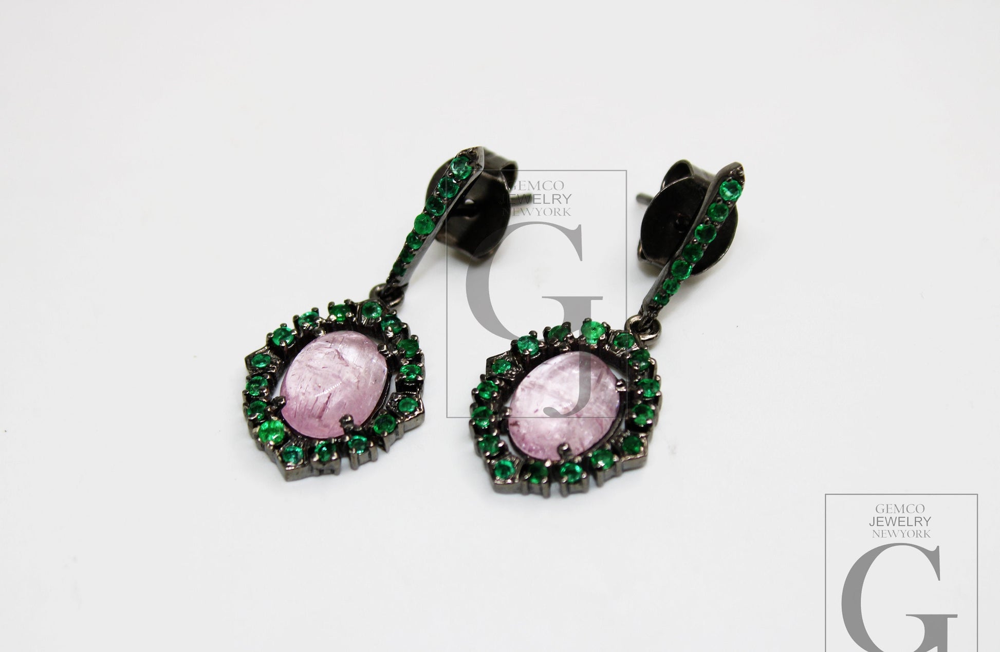 Tourmaline Earring Designer Earring Rosecut Pave Emerald Earrings 925 Sterling Silver Handmade Silver Finish Emerald Earring