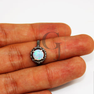 Opal earring, Opal earring,Opal ring Rosecut pave diamond earring natural OPAL stone 925 sterling silver handmade silver finish diamond ring