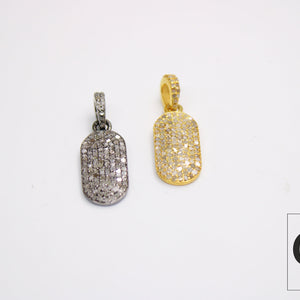 Very Beautiful Dogtag Designer Pendant Rosecut Pave Diamond Pendant 925 Sterling Silver Handmade Finish Diamond Charms Necklace Pendant