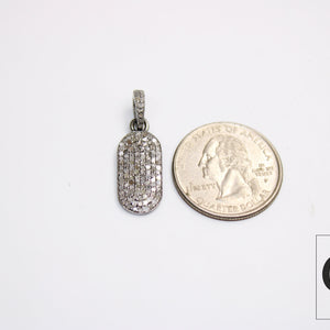 Very Beautiful Dogtag Designer Pendant Rosecut Pave Diamond Pendant 925 Sterling Silver Handmade Finish Diamond Charms Necklace Pendant