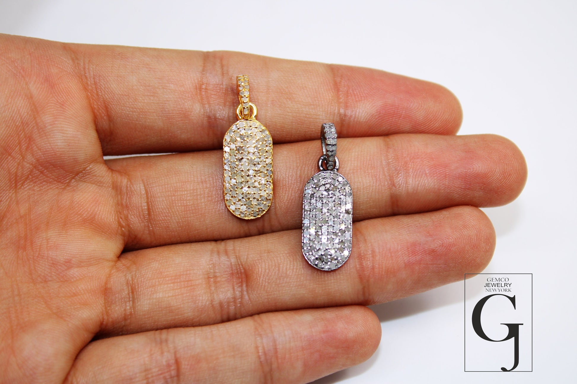 Very Beautiful Dogtag Designer Pendant Rosecut Pave Diamond Pendant 925 Sterling Silver Handmade Finish Diamond Charms Necklace Pendant