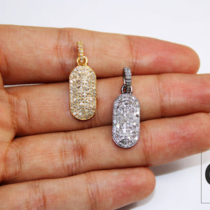 Very Beautiful Dogtag Designer Pendant Rosecut Pave Diamond Pendant 925 Sterling Silver Handmade Finish Diamond Charms Necklace Pendant