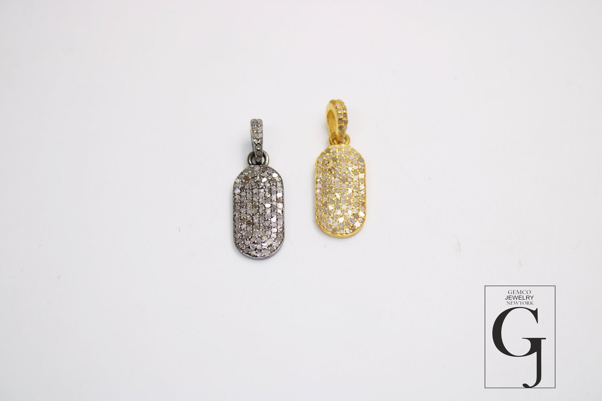 Very Beautiful Dogtag Designer Pendant Rosecut Pave Diamond Pendant 925 Sterling Silver Handmade Finish Diamond Charms Necklace Pendant