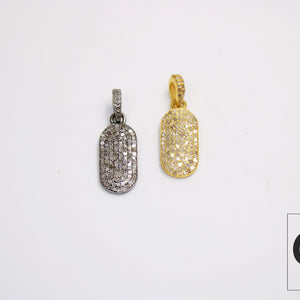 Very Beautiful Dogtag Designer Pendant Rosecut Pave Diamond Pendant 925 Sterling Silver Handmade Finish Diamond Charms Necklace Pendant