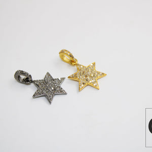 Beautiful Designer Star Pendant Rosecut Pave Diamond Pendant 925 Sterling Silver Handmade Finish Diamond Charms Necklace Pendant