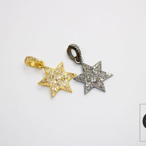 Beautiful Designer Star Pendant Rosecut Pave Diamond Pendant 925 Sterling Silver Handmade Finish Diamond Charms Necklace Pendant