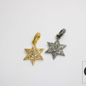 Beautiful Designer Star Pendant Rosecut Pave Diamond Pendant 925 Sterling Silver Handmade Finish Diamond Charms Necklace Pendant