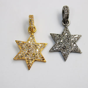 Beautiful Designer Star Pendant Rosecut Pave Diamond Pendant 925 Sterling Silver Handmade Finish Diamond Charms Necklace Pendant