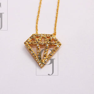 Very beautiful 14k gold diamond designer  Rosecut pave diamond pendant 925 sterling silver handmade finish diamond charms necklace pendant