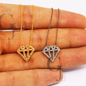 Very beautiful 14k gold diamond designer  Rosecut pave diamond pendant 925 sterling silver handmade finish diamond charms necklace pendant