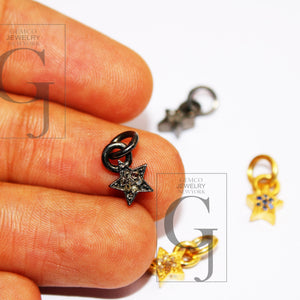 Very beautiful star charm pendant designer Rosecut pave diamond pendant 925 sterling silver handmade finish diamond charms necklace pendant
