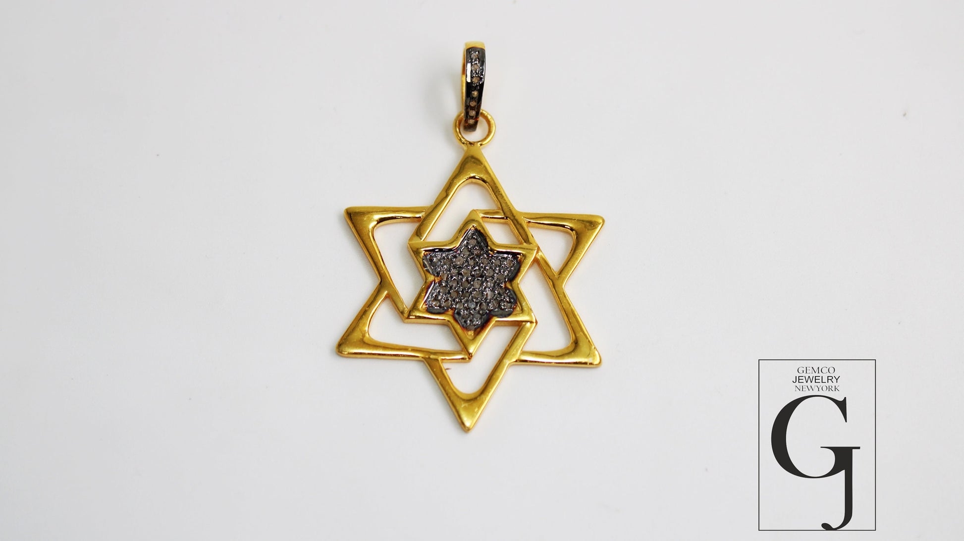 Roman Star pendant 14k gold designer Rosecut pave diamond pendant 925 sterling silver handmade finish diamond charms necklace pendant