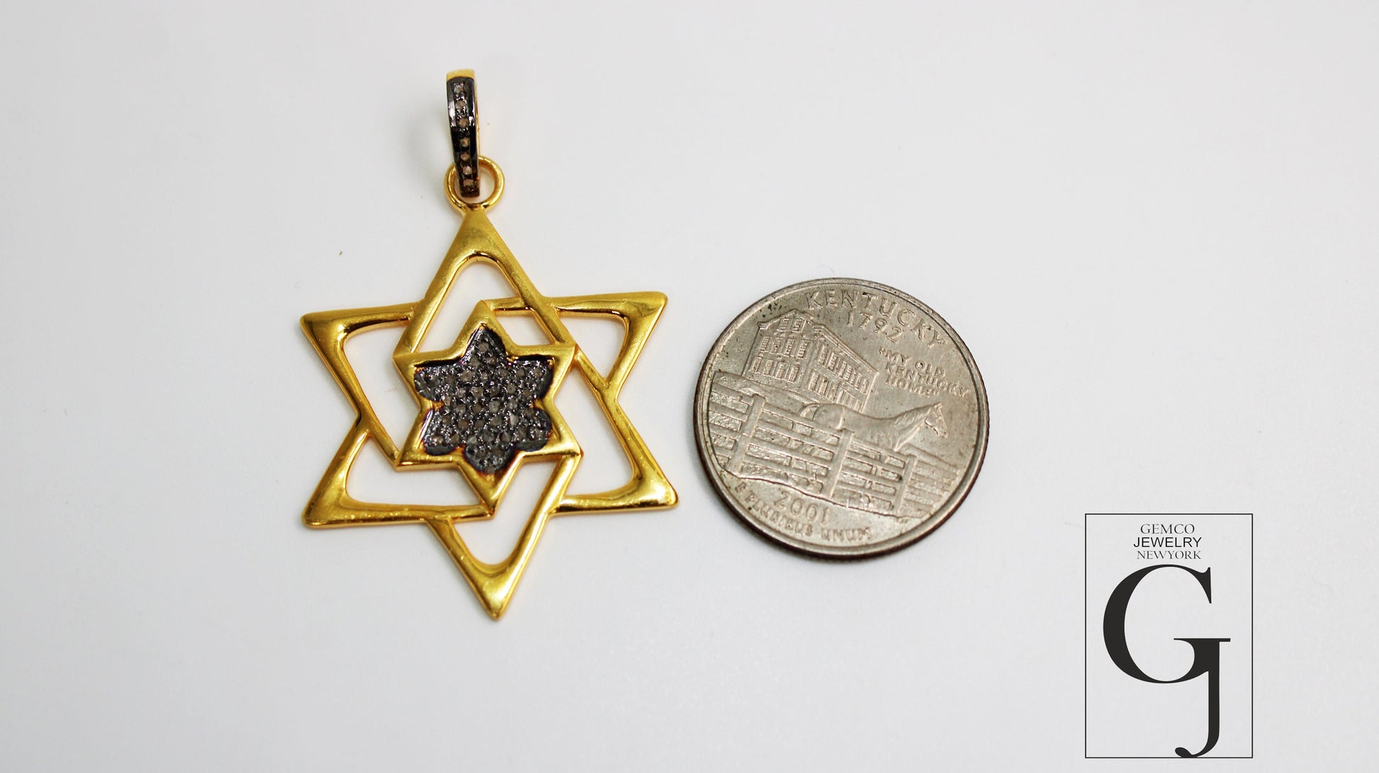 Roman Star pendant 14k gold designer Rosecut pave diamond pendant 925 sterling silver handmade finish diamond charms necklace pendant