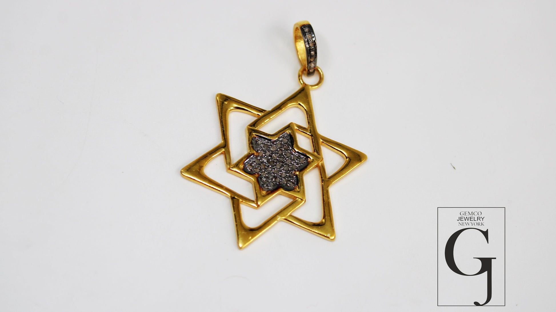 Roman Star pendant 14k gold designer Rosecut pave diamond pendant 925 sterling silver handmade finish diamond charms necklace pendant