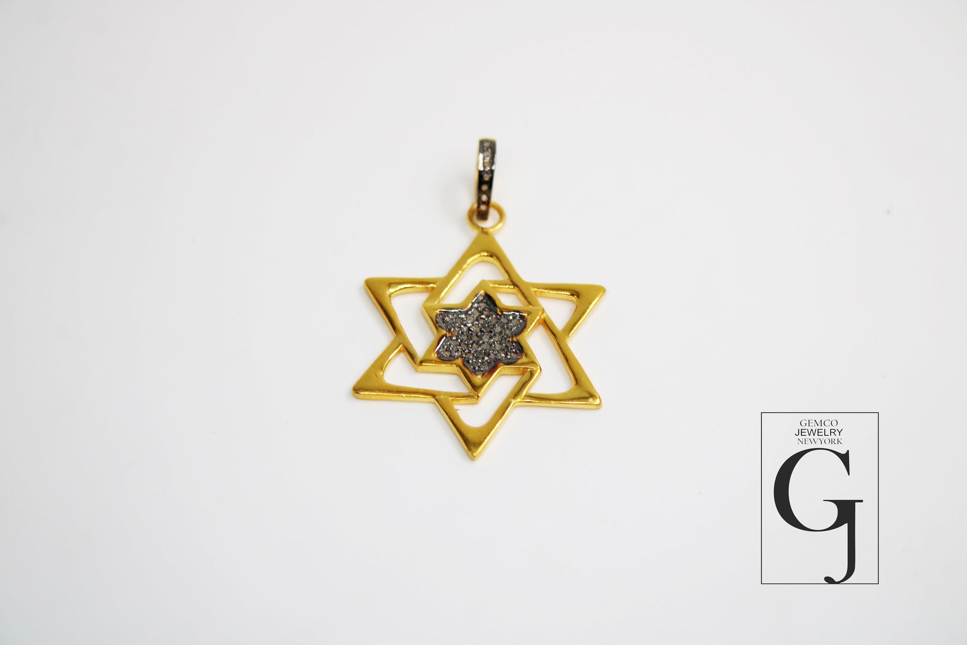 Roman Star pendant 14k gold designer Rosecut pave diamond pendant 925 sterling silver handmade finish diamond charms necklace pendant