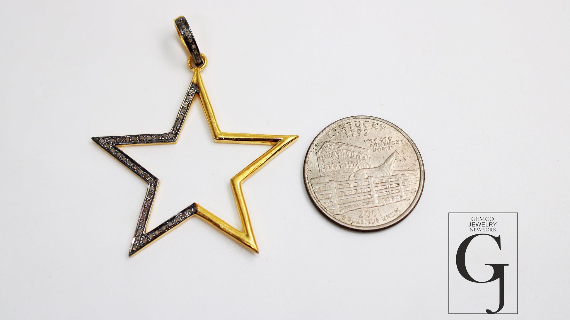 Star Gift Pendant 14k Gold Designer Rosecut Pave Diamond Pendant 925 Sterling Silver Handmade Finish Diamond Charms Necklace Pendant
