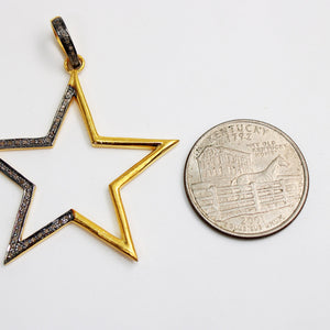 Star Gift Pendant 14k Gold Designer Rosecut Pave Diamond Pendant 925 Sterling Silver Handmade Finish Diamond Charms Necklace Pendant