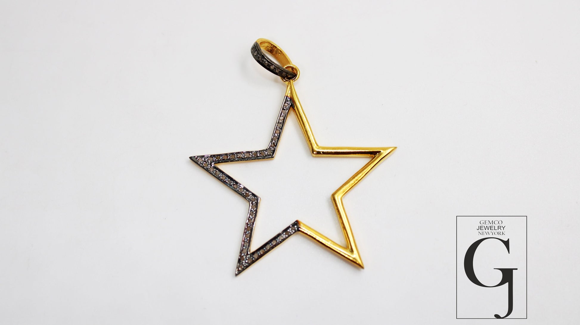 Star Gift Pendant 14k Gold Designer Rosecut Pave Diamond Pendant 925 Sterling Silver Handmade Finish Diamond Charms Necklace Pendant