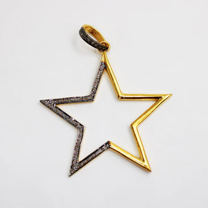 Star Gift Pendant 14k Gold Designer Rosecut Pave Diamond Pendant 925 Sterling Silver Handmade Finish Diamond Charms Necklace Pendant