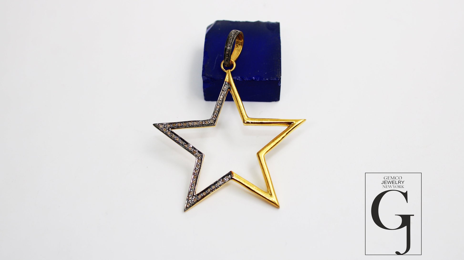 Star Gift Pendant 14k Gold Designer Rosecut Pave Diamond Pendant 925 Sterling Silver Handmade Finish Diamond Charms Necklace Pendant