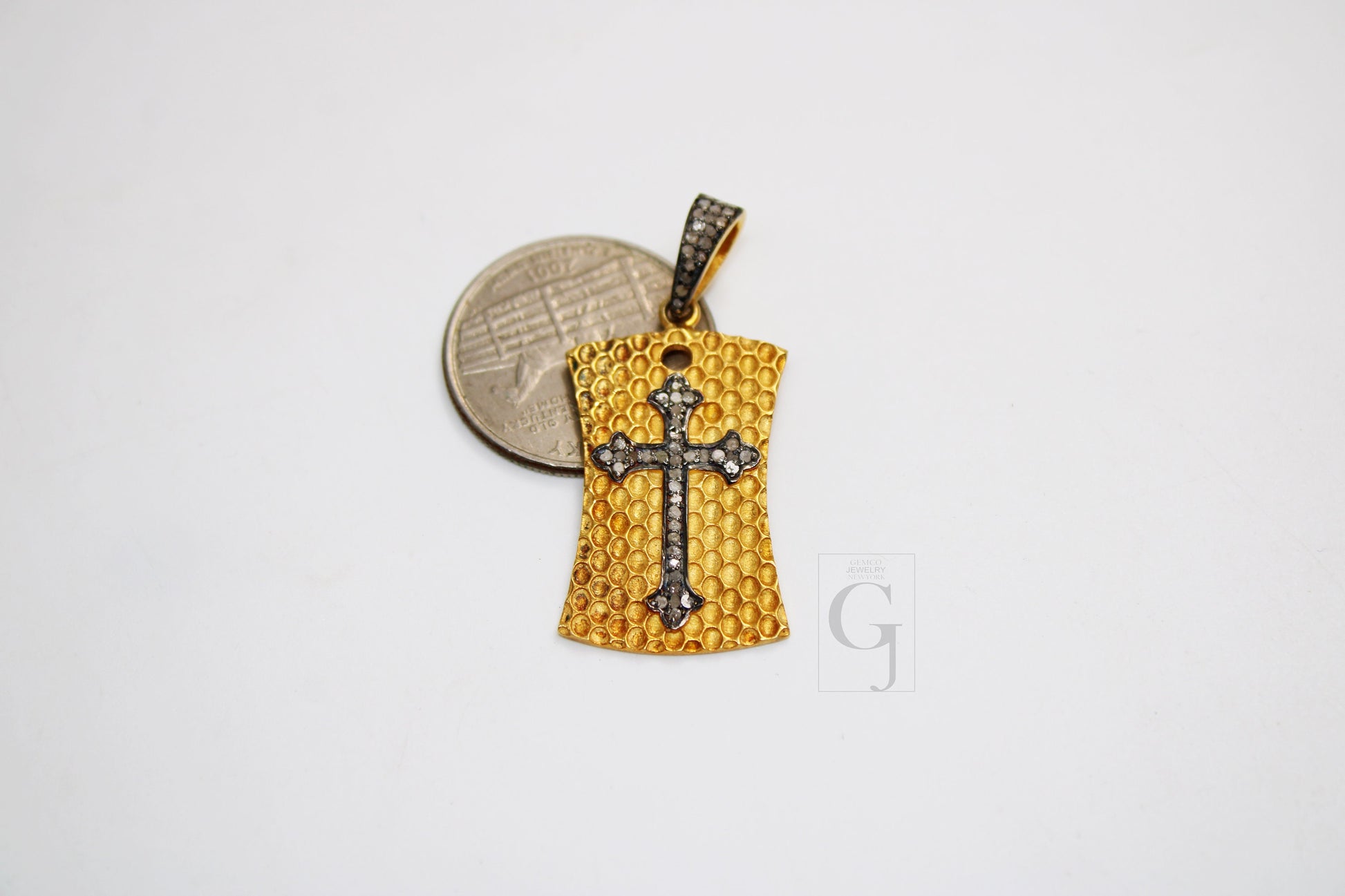 18K GOLD Cross Dogtag Pendant Designer Rosecut Pave Diamond Pendant 925 Sterling Silver Handmade Finish Diamond Charms Necklace Pendant