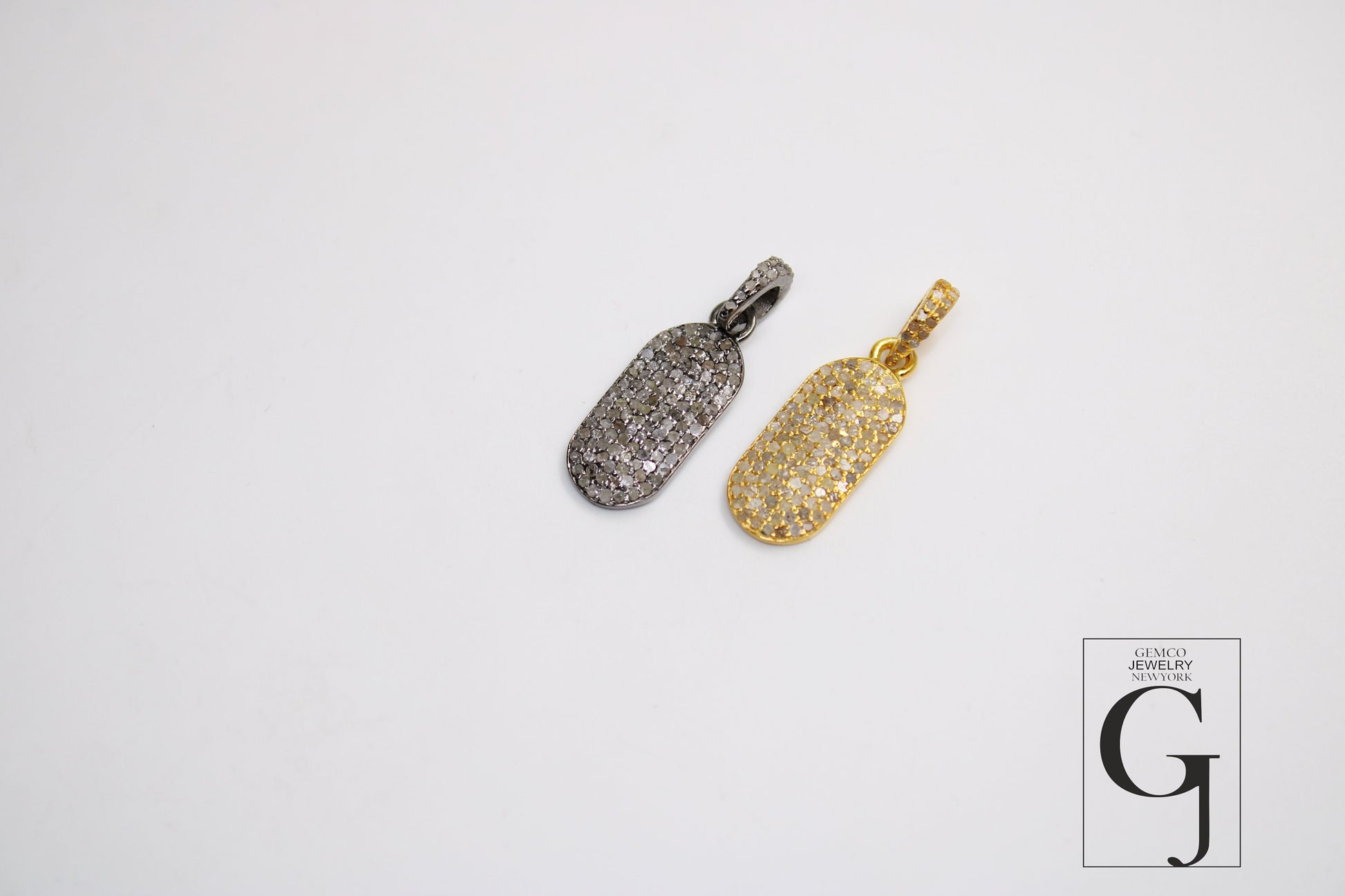 Very Beautiful Dogtag Designer Pendant Rosecut Pave Diamond Pendant 925 Sterling Silver Handmade Finish Diamond Charms Necklace Pendant