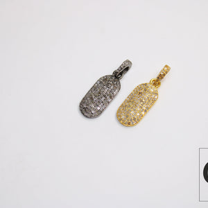 Very Beautiful Dogtag Designer Pendant Rosecut Pave Diamond Pendant 925 Sterling Silver Handmade Finish Diamond Charms Necklace Pendant