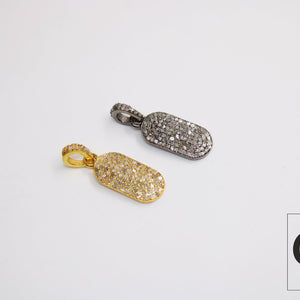 Very Beautiful Dogtag Designer Pendant Rosecut Pave Diamond Pendant 925 Sterling Silver Handmade Finish Diamond Charms Necklace Pendant