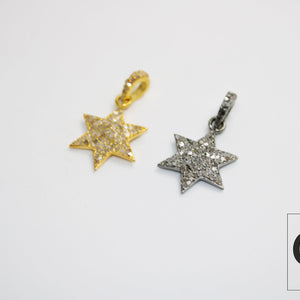 Beautiful Designer Star Pendant Rosecut Pave Diamond Pendant 925 Sterling Silver Handmade Finish Diamond Charms Necklace Pendant