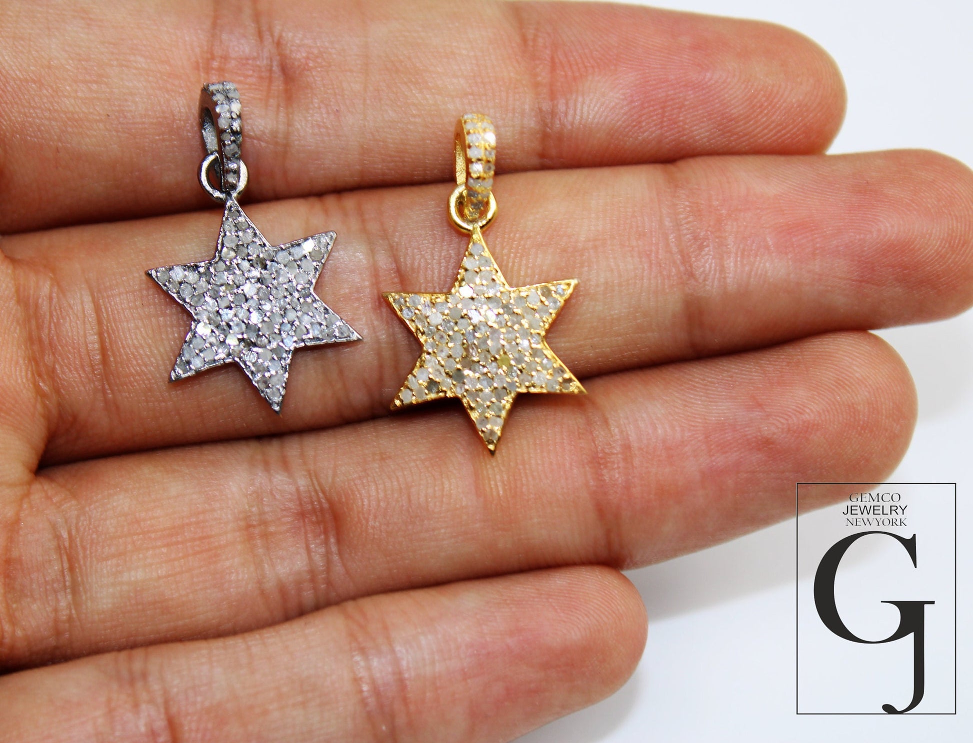 Beautiful Designer Star Pendant Rosecut Pave Diamond Pendant 925 Sterling Silver Handmade Finish Diamond Charms Necklace Pendant