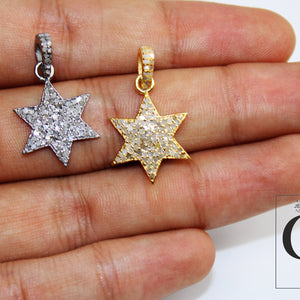 Beautiful Designer Star Pendant Rosecut Pave Diamond Pendant 925 Sterling Silver Handmade Finish Diamond Charms Necklace Pendant