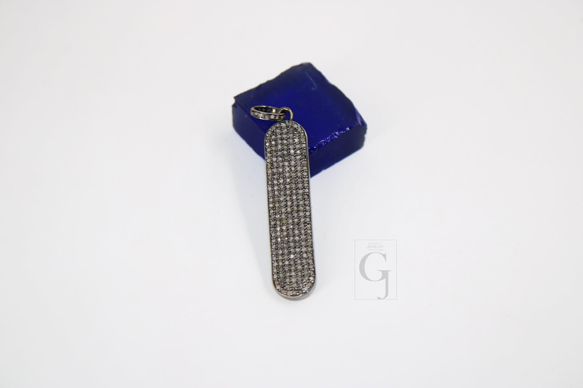 Very Beautiful Bar Designer Rosecut Pave Diamond Pendant 925 Sterling Silver Handmade Finish Diamond Charms Necklace Pendant