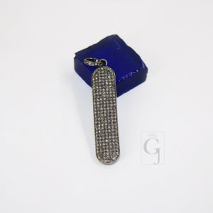 Very Beautiful Bar Designer Rosecut Pave Diamond Pendant 925 Sterling Silver Handmade Finish Diamond Charms Necklace Pendant