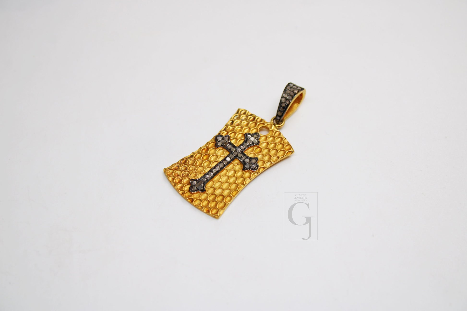 18K GOLD Cross Dogtag Pendant Designer Rosecut Pave Diamond Pendant 925 Sterling Silver Handmade Finish Diamond Charms Necklace Pendant
