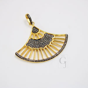 Beautiful 14k Gold Designer Pendant Rosecut Pave Diamond Pendant 925 Sterling Silver Handmade Finish Diamond Charms Necklace Pendant