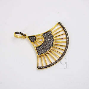 Beautiful 14k Gold Designer Pendant Rosecut Pave Diamond Pendant 925 Sterling Silver Handmade Finish Diamond Charms Necklace Pendant
