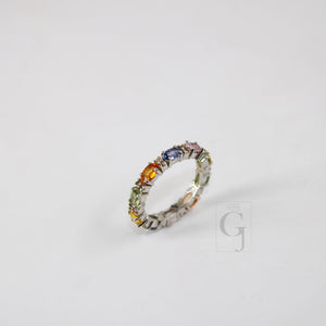 Very Beautiful Designer Multi Sapphire Band Ring Rosecut Pave Diamond Rings 925 Sterling Silver Handmade Silver Finish Diamond Ring