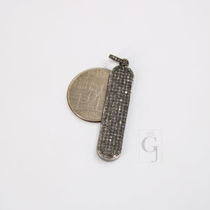 Very Beautiful Bar Designer Rosecut Pave Diamond Pendant 925 Sterling Silver Handmade Finish Diamond Charms Necklace Pendant