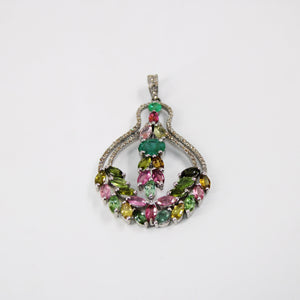 Very beautiful designer tourmaline pendant  Rosecut pave diamond pendant 925 sterling silver handmade finish diamond charms necklace pendant