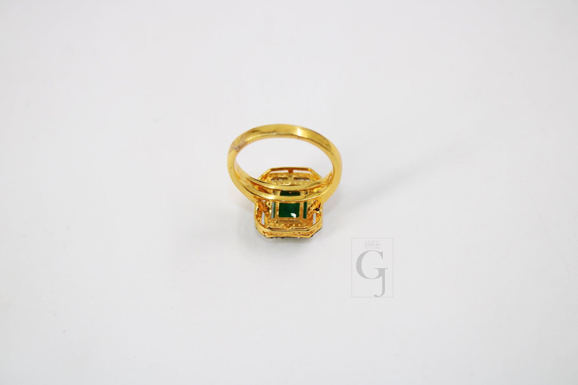 18k Gold Designer Emerald Ring Rosecut Pave Diamond Rings 925 Sterling Silver Handmade Silver Finish Diamond Ring Jewelry