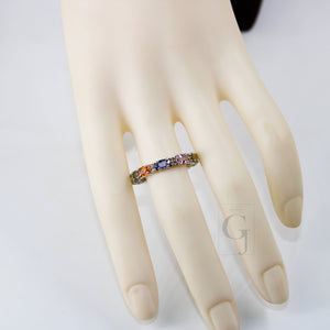 Very Beautiful Designer Multi Sapphire Band Ring Rosecut Pave Diamond Rings 925 Sterling Silver Handmade Silver Finish Diamond Ring