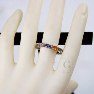 Very Beautiful Designer Multi Sapphire Band Ring Rosecut Pave Diamond Rings 925 Sterling Silver Handmade Silver Finish Diamond Ring