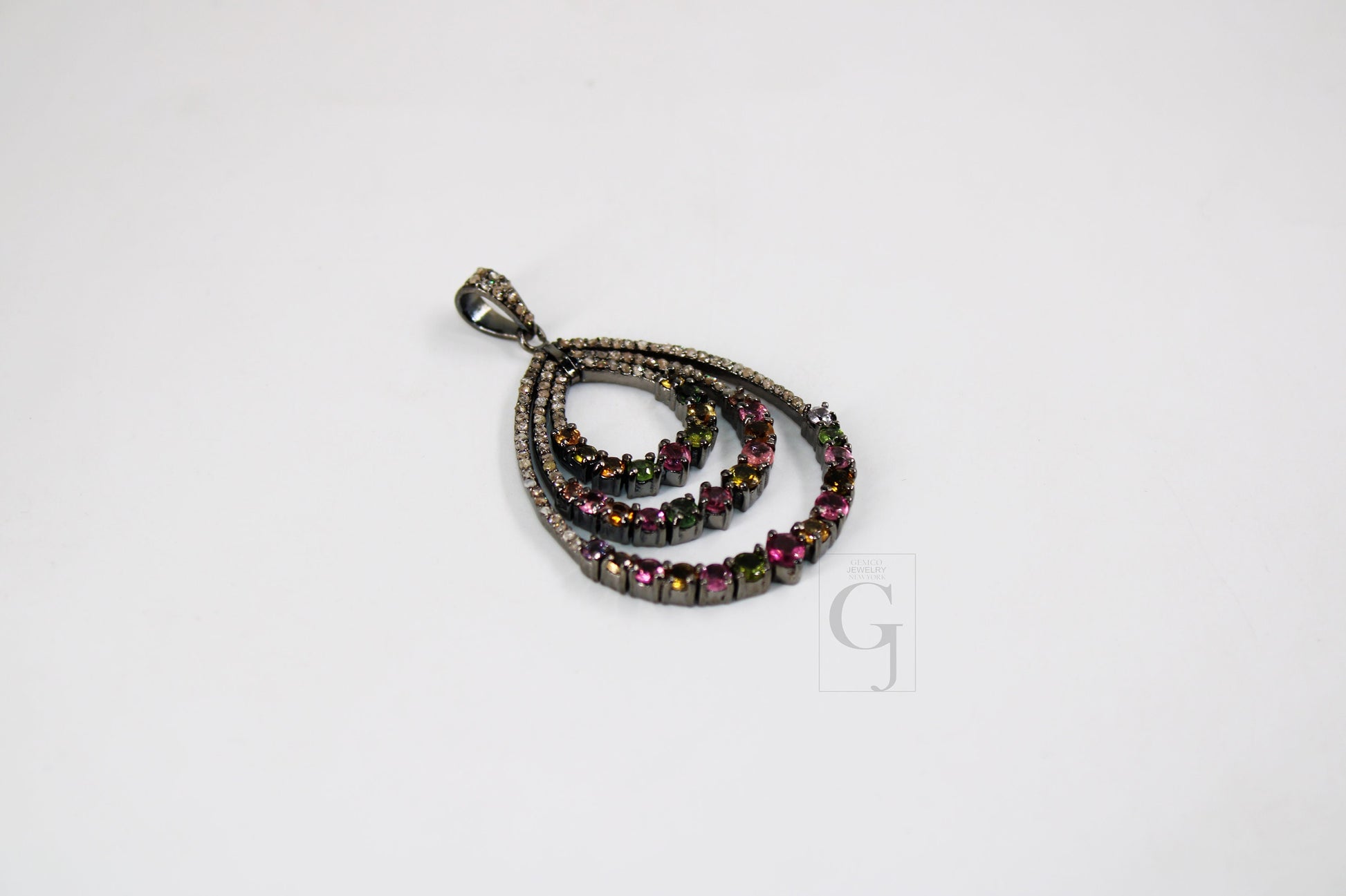 Beautiful Multi Tourmaline Designer Pendant Rosecut Pave Diamond Pendant 925 Sterling Silver Handmade Finish Diamond Charms Necklace Pendant