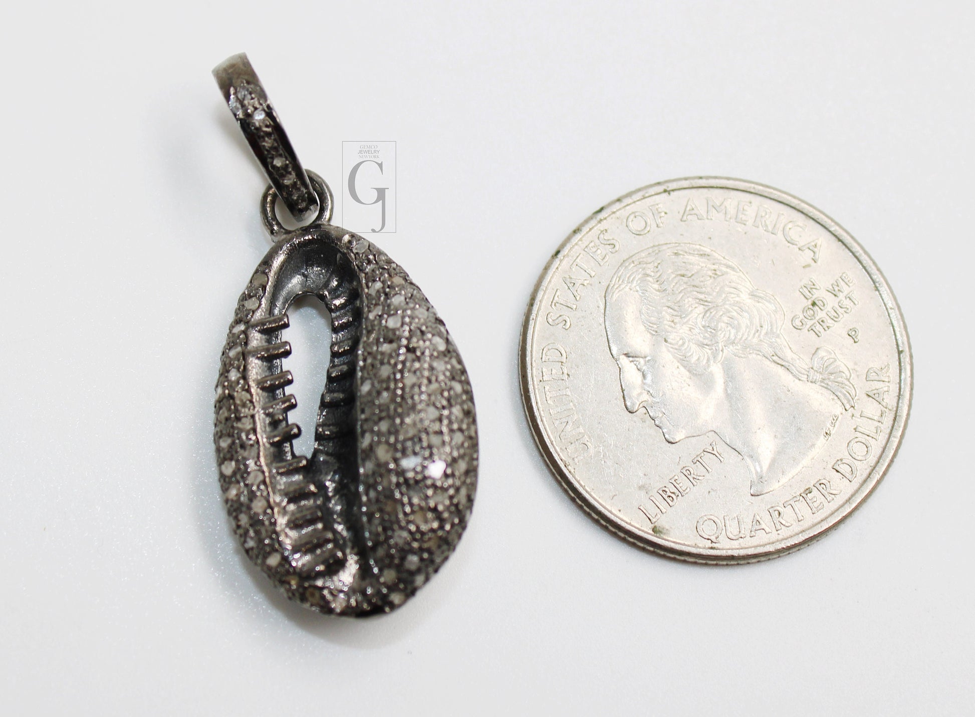 Very beautiful cowrie pendant designer Rosecut pave diamond pendant 925 sterling silver handmade finish diamond charms necklace pendant