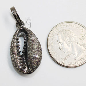 Very beautiful cowrie pendant designer Rosecut pave diamond pendant 925 sterling silver handmade finish diamond charms necklace pendant