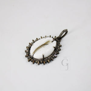 Very beautiful designer cowrie designer Rosecut pave diamond pendant 925 sterling silver handmade finish diamond charms necklace pendant