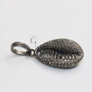 Very beautiful cowrie pendant designer Rosecut pave diamond pendant 925 sterling silver handmade finish diamond charms necklace pendant