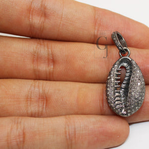Very beautiful cowrie pendant designer Rosecut pave diamond pendant 925 sterling silver handmade finish diamond charms necklace pendant