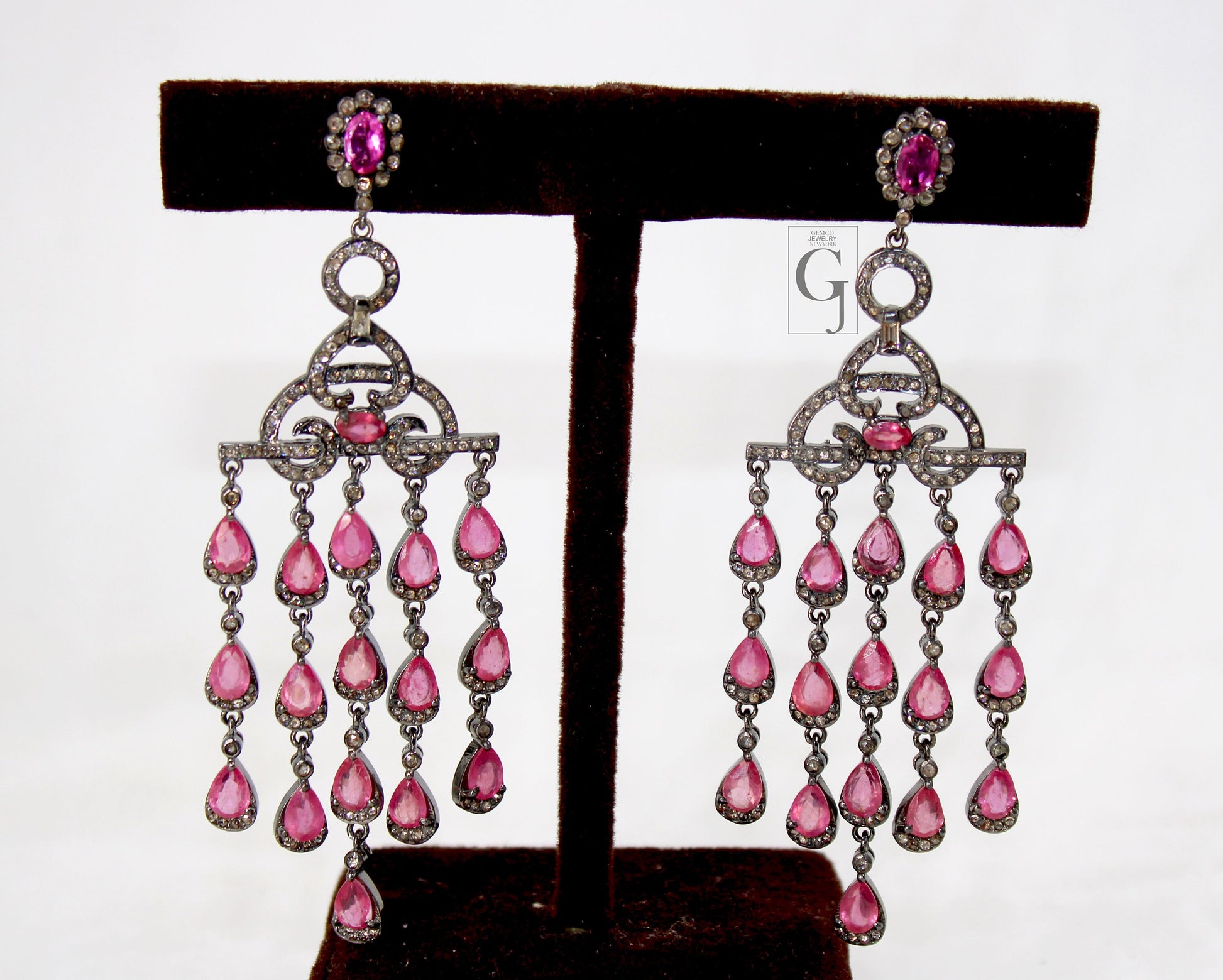 Very Fashionable Natural Tourmaline Stone Designer Earings Rosecut Pave Diamond 925 Sterling Silver Handmade Silver Finish Diamond Earrings