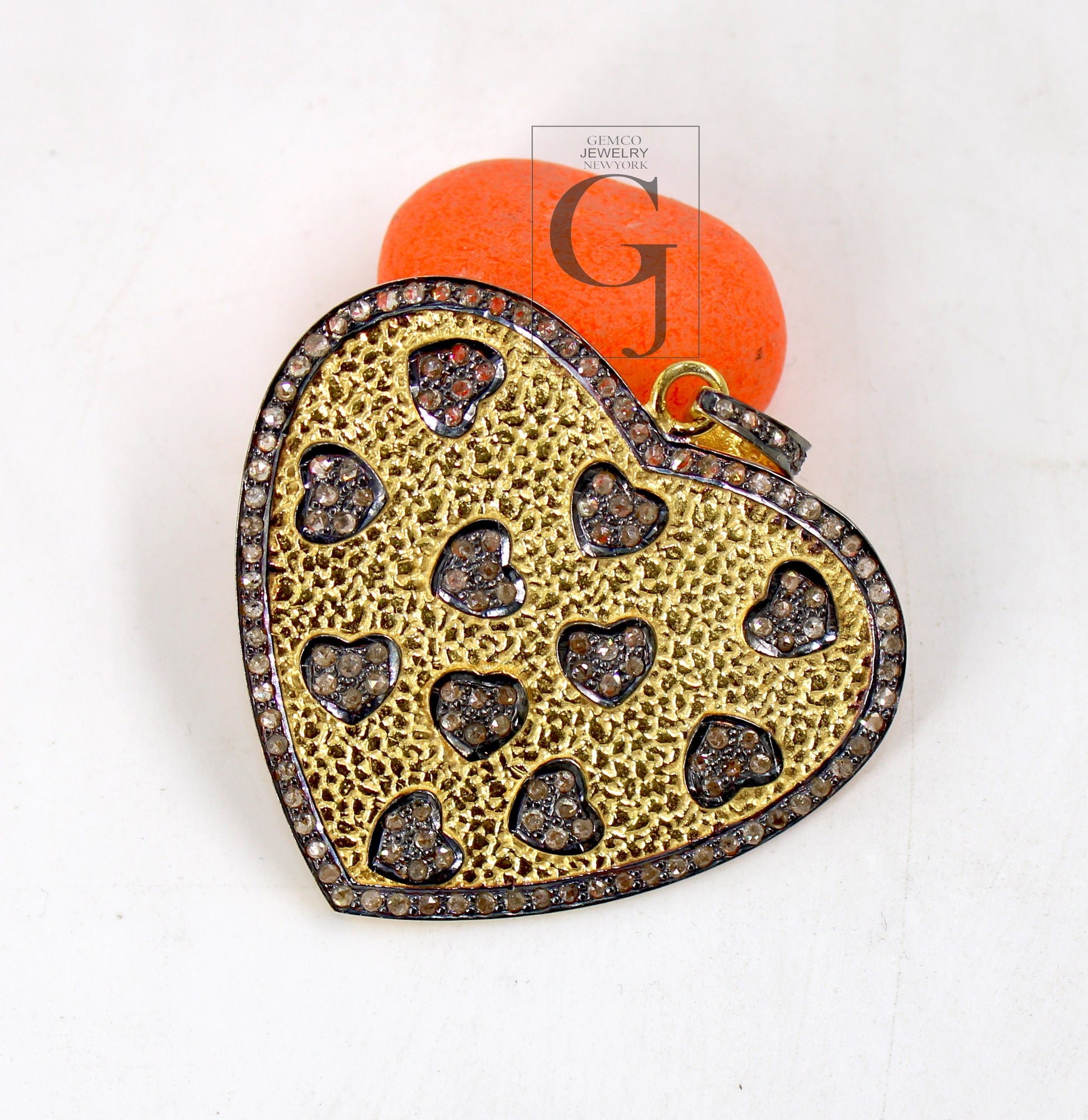 Very beautiful heart pendant designer Rosecut pave diamond pendant 925 sterling silver handmade finish diamond charms necklace pendant